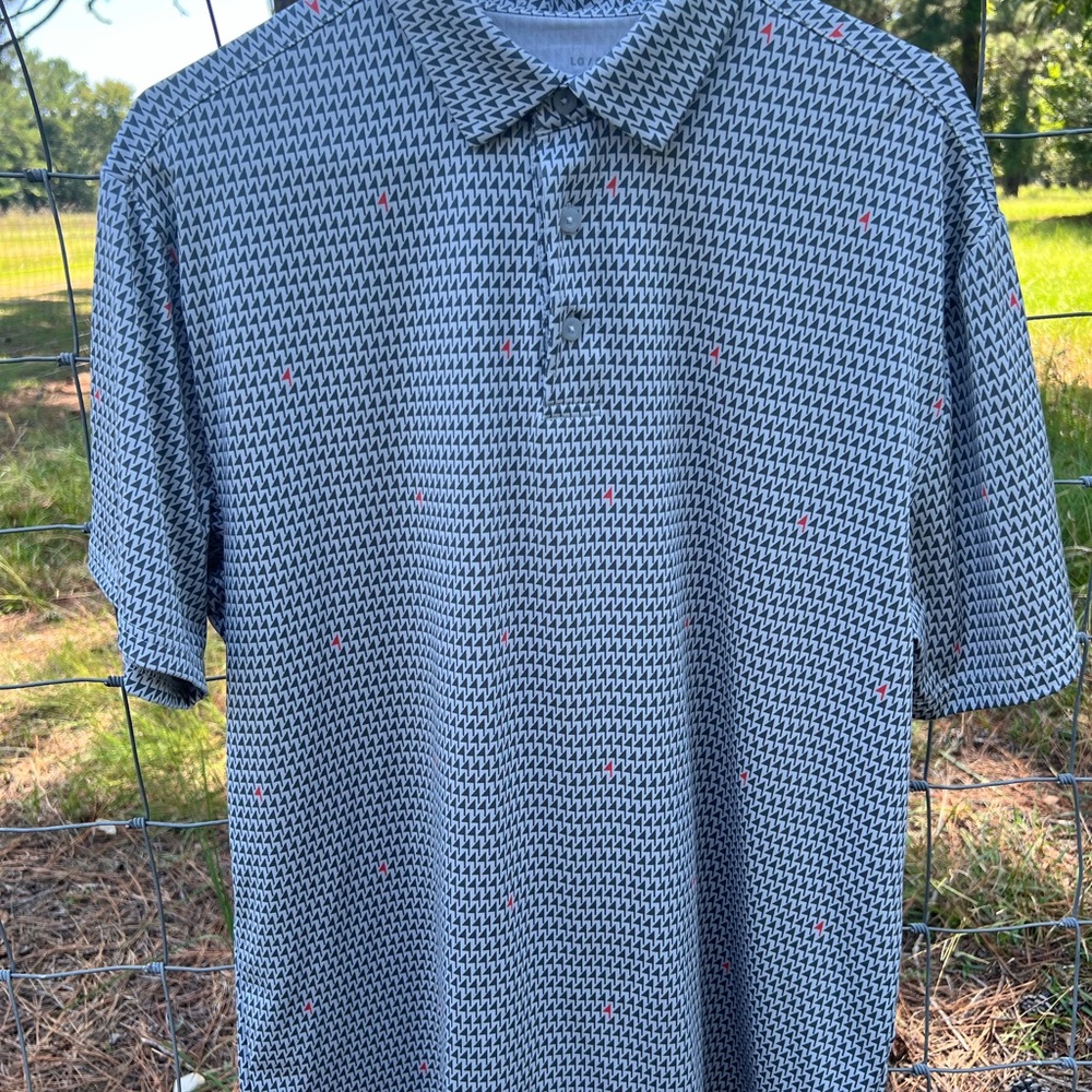 Under Armour Black and White Polo with Red Dots